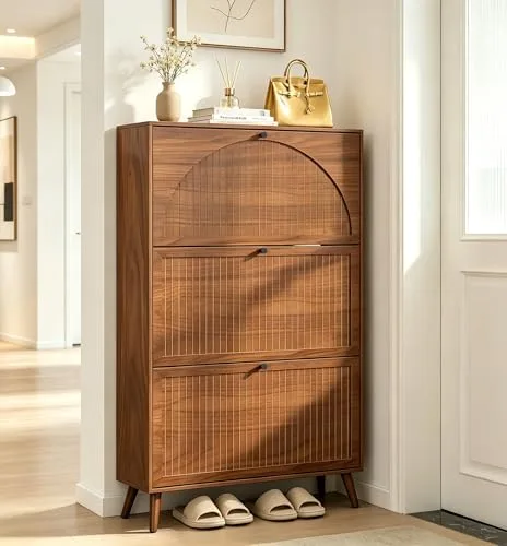 Hall Tree Shoe Cabinet — Walnut